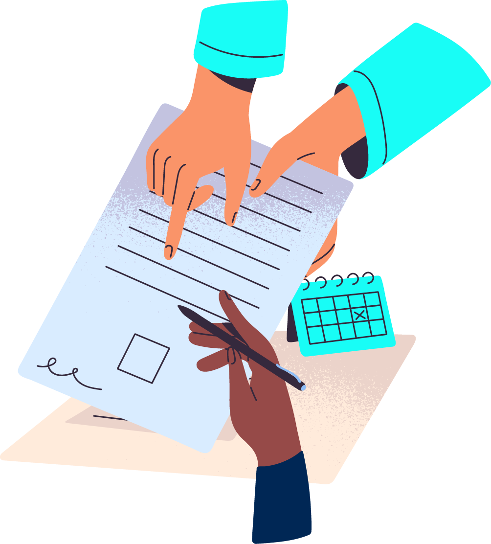 Ein Azubi unterzeichnet seinen Vertrag bei der gnk.